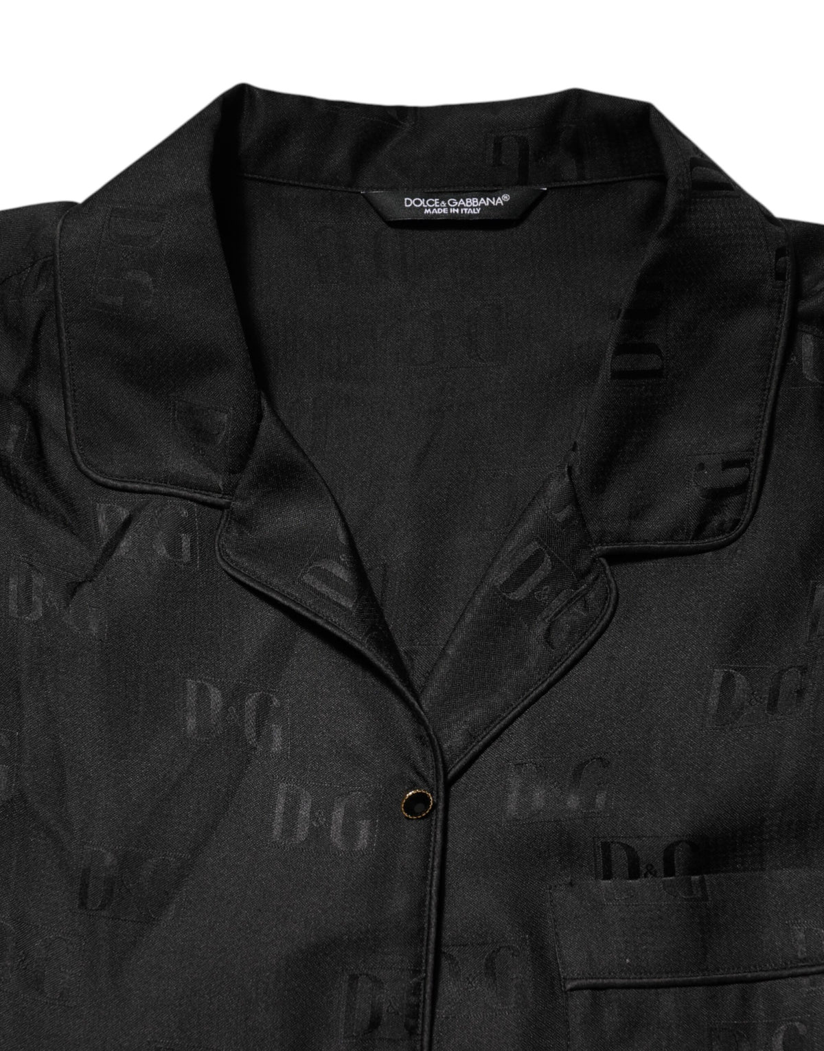 Dolce & Gabbana Black Silk DG Embroidery Long Sleeves Women's Top (Pre-Owned)
