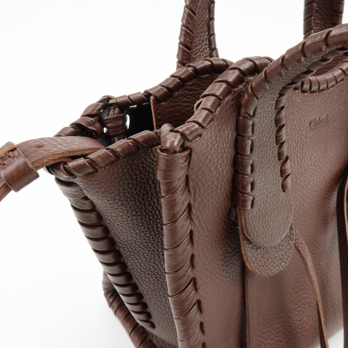 Chloe Mony Leather Brown Leather Tote Bag Bag (Pre-Owned)