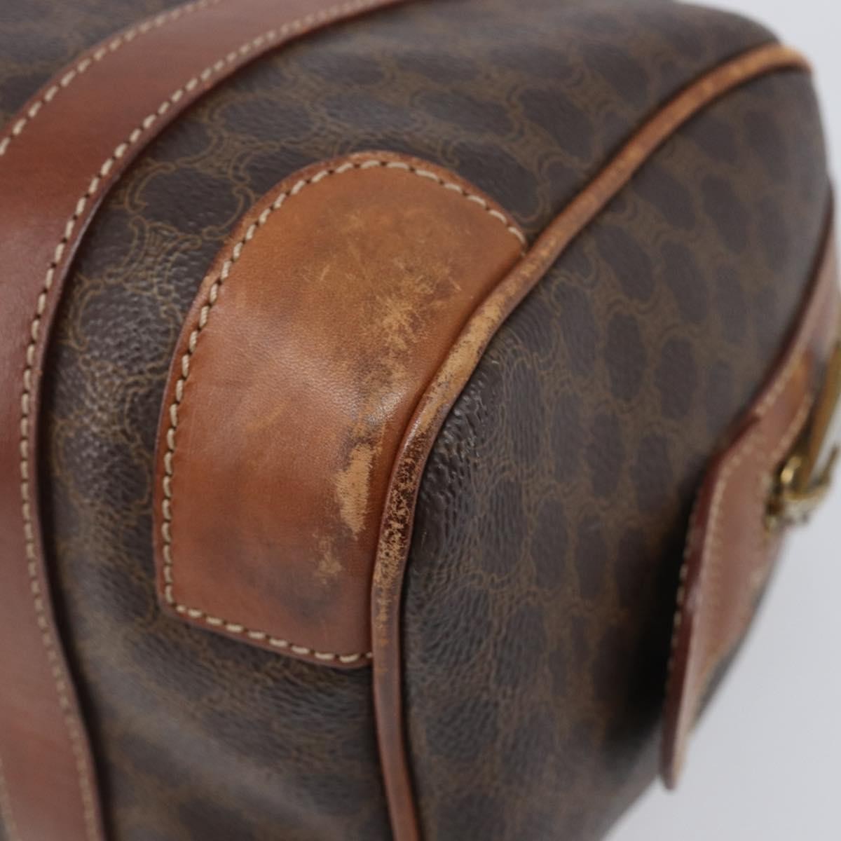 Celine Boston Triomphe Coated Canvas Brown Pvc Handbag (Pre-Owned)