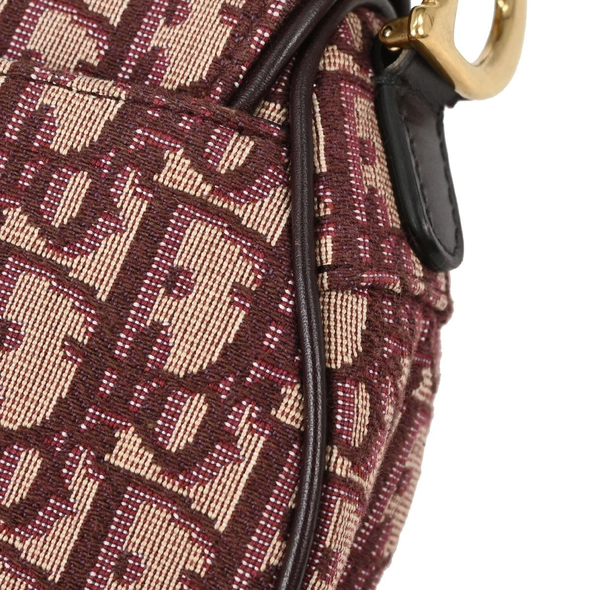 Christian Dior Saddle Logo Embroidered Canvas Burgundy Canvas Handbag (Pre-Owned)