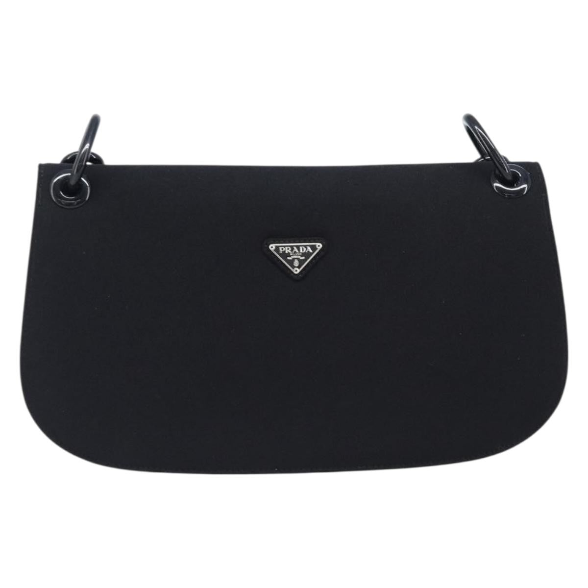 Prada Plastic Chain Flap Bag Canvas Black Cotton Shoulder Bag Bag (Pre-Owned)
