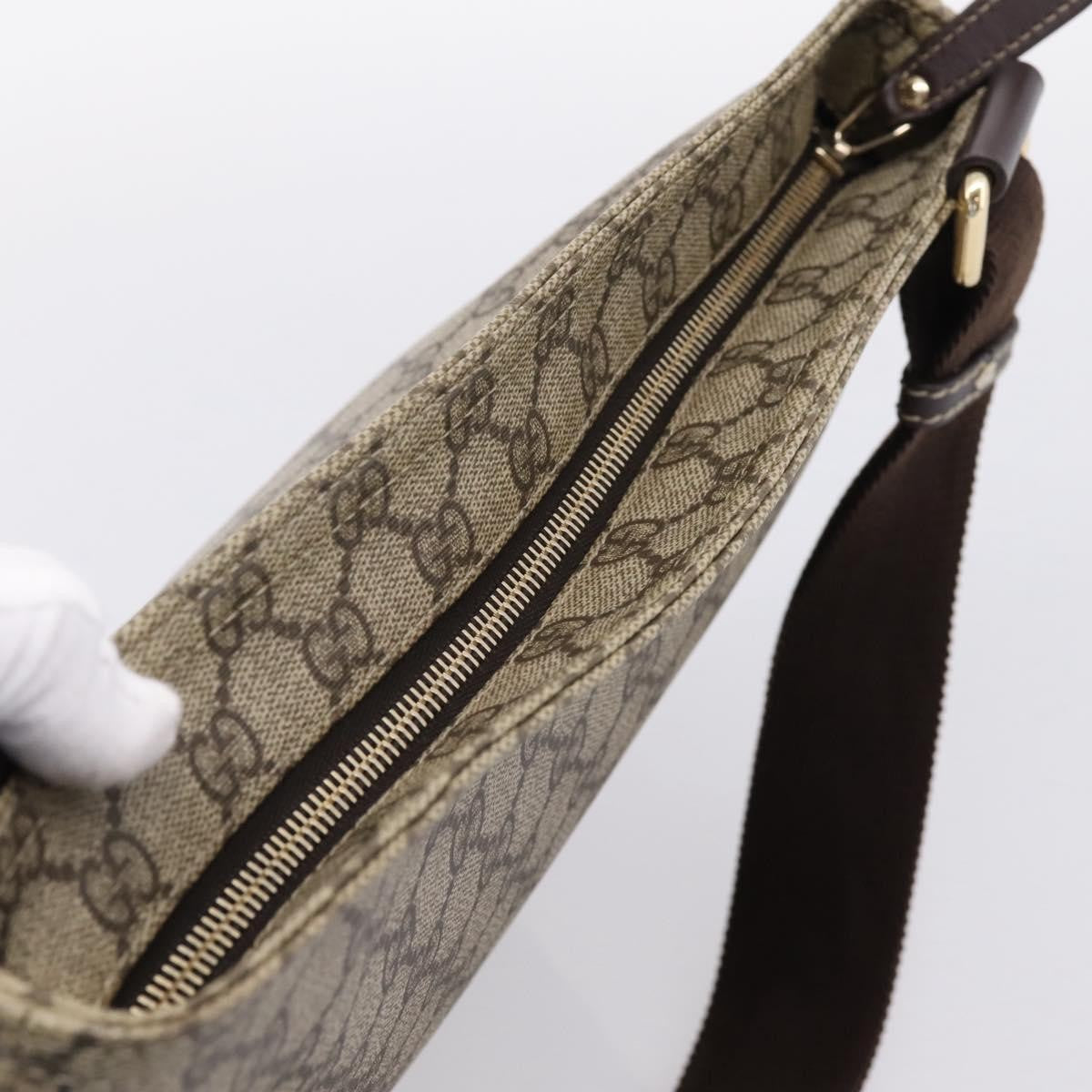 Gucci Zip Top Messenger Gg Coated Canvas Beige Canvas Handbag (Pre-Owned)