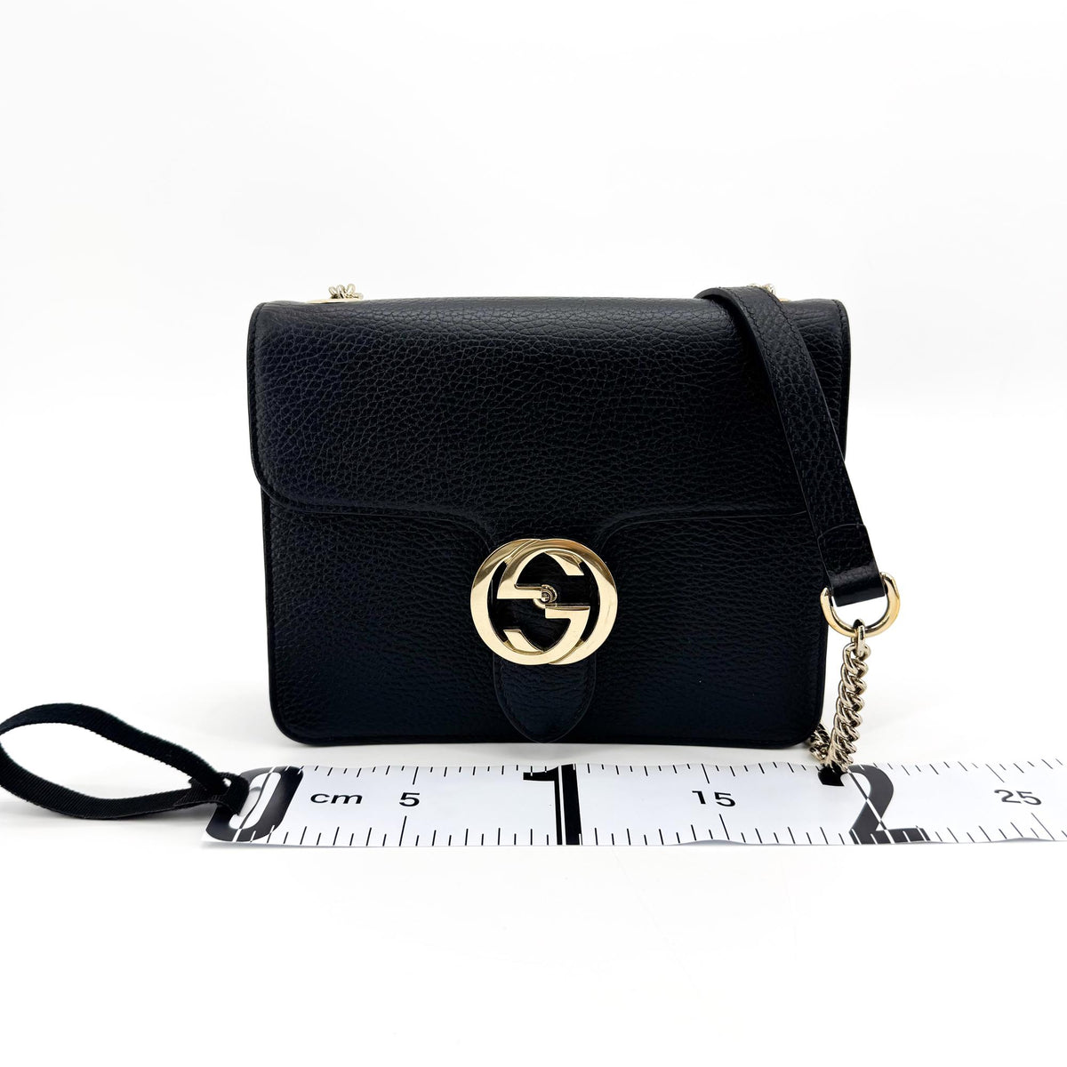 Gucci Interlocking Leather Black Leather Shoulder Bag Bag (Pre-Owned)