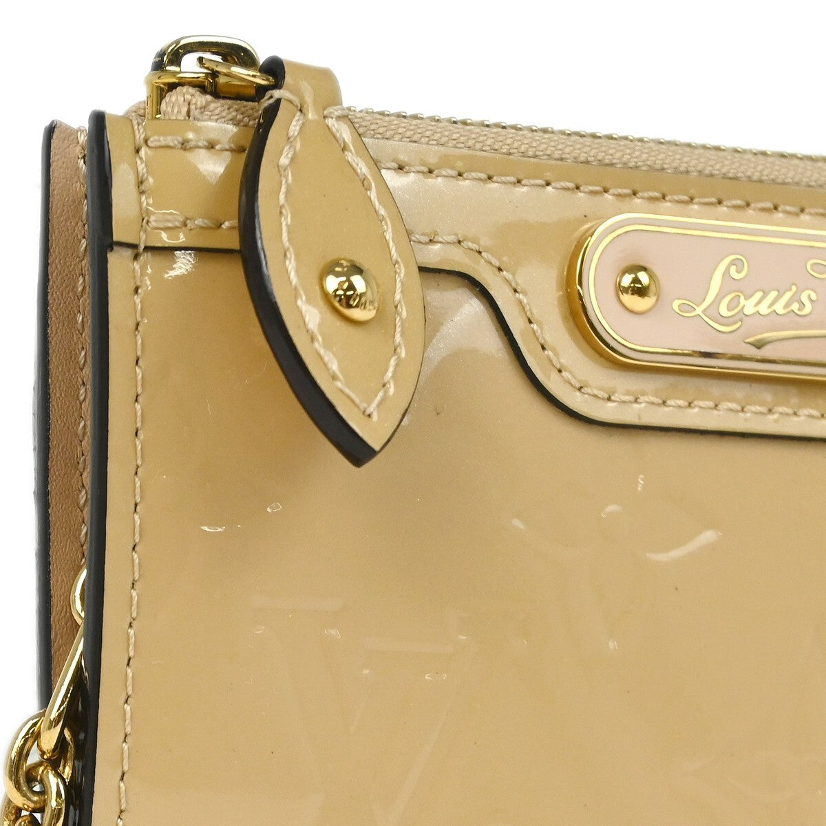 Louis Vuitton Pochette Clés Nm Monogram Vernis Patent Leather Beige Patent_Leather Wallets Accessory (Pre-Owned)