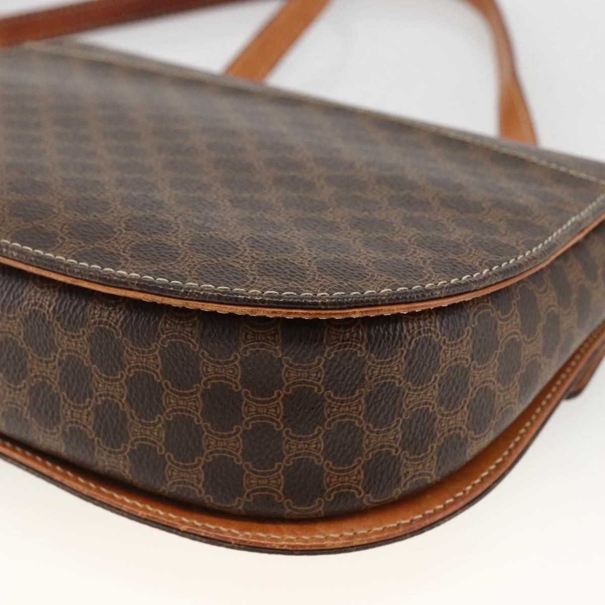 Celine Vintage Macadam Canvas And Leather Brown Canvas Handbag (Pre-Owned)