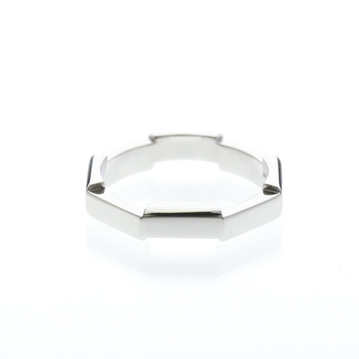 Gucci Link To Love Mirrored Platinum Silver Platinum Ring Jewelry (Pre-Owned)