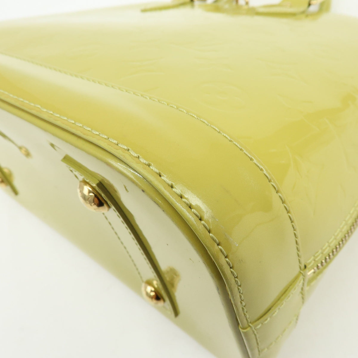 Louis Vuitton Alma Monogram Vernis Green Patent_Leather Handbag (Pre-Owned)