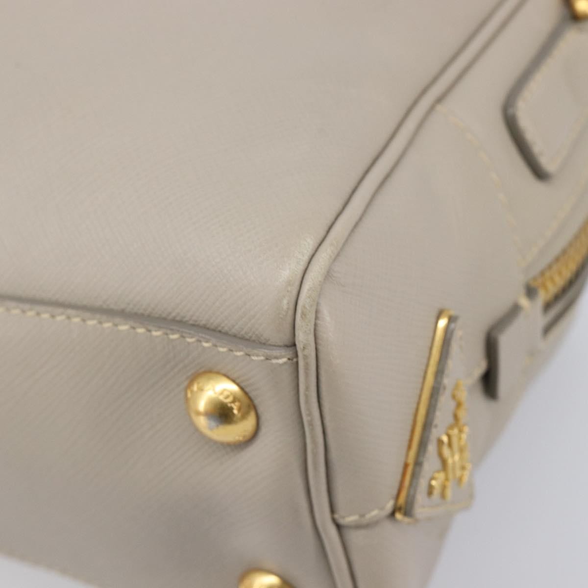 Prada Convertible Bauletto Saffiano Leather Gray Leather Handbag (Pre-Owned)