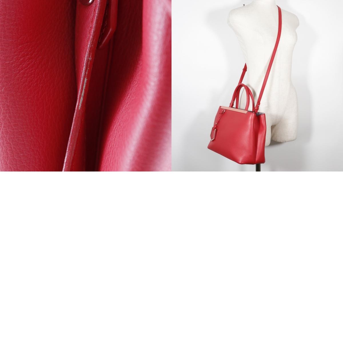 Fendi 2Jours Leather Red Calfskin Tote Bag Bag (Pre-Owned)