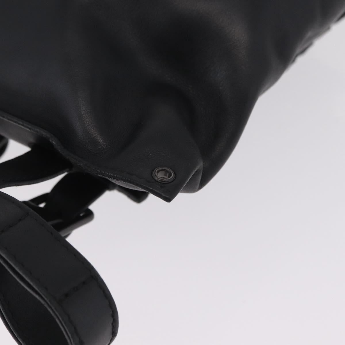 Bottega Veneta Utility Waist Leather With Intrecciato Black Leather Shoulder Bag Bag (Pre-Owned)