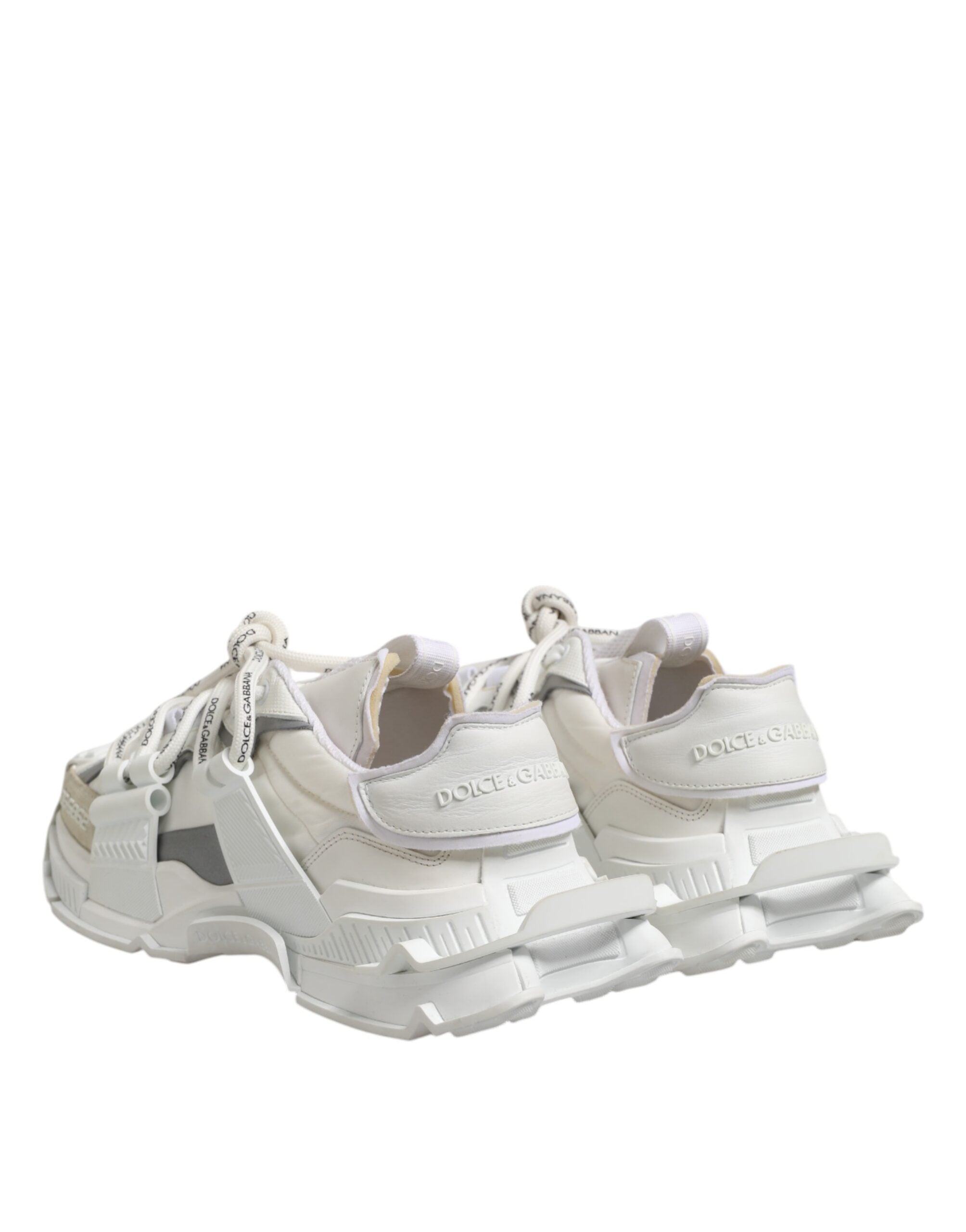 Dolce & Gabbana White Gray Low Top Space Sneakers Men's Shoes