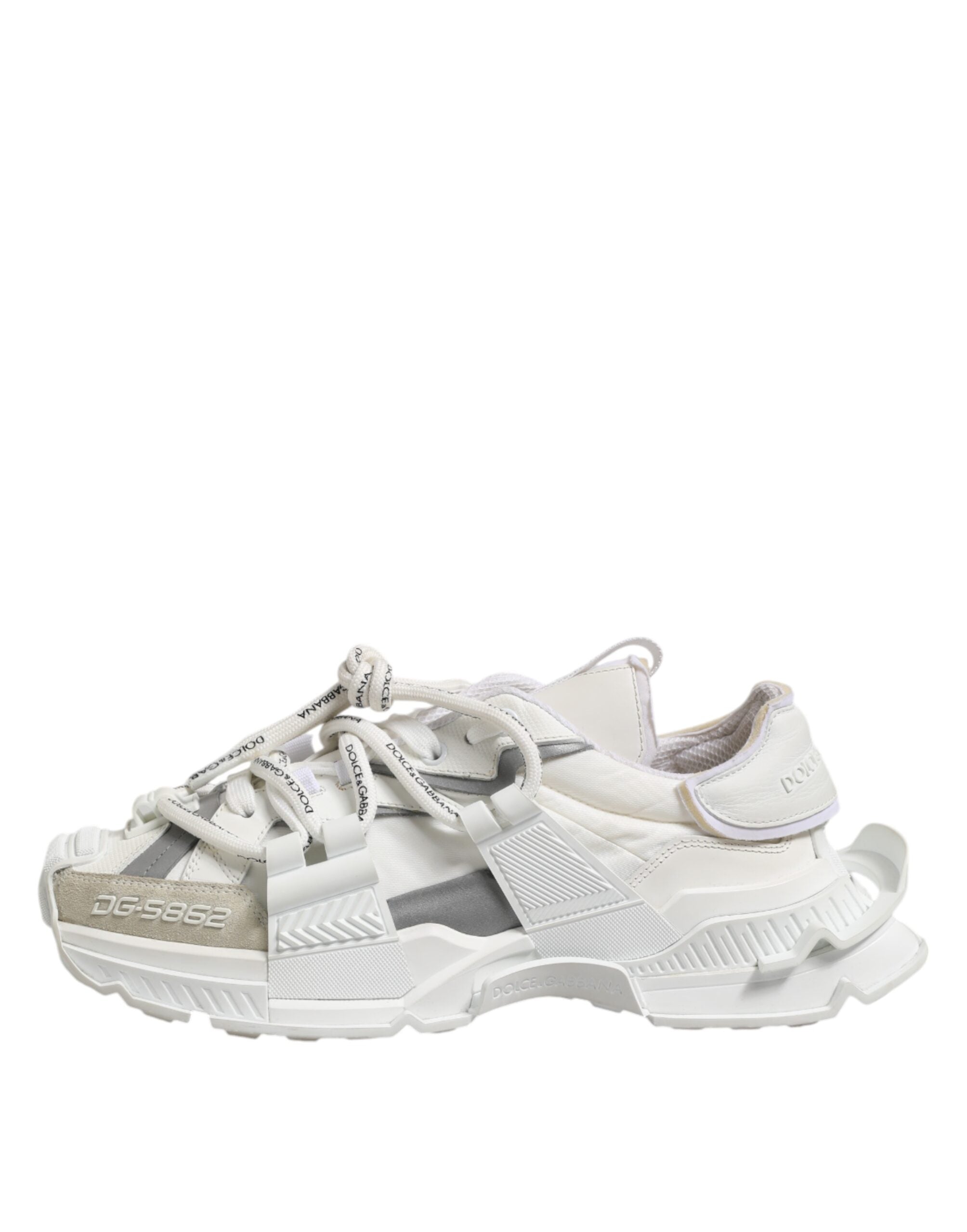 Dolce & Gabbana White Gray Low Top Space Sneakers Men's Shoes
