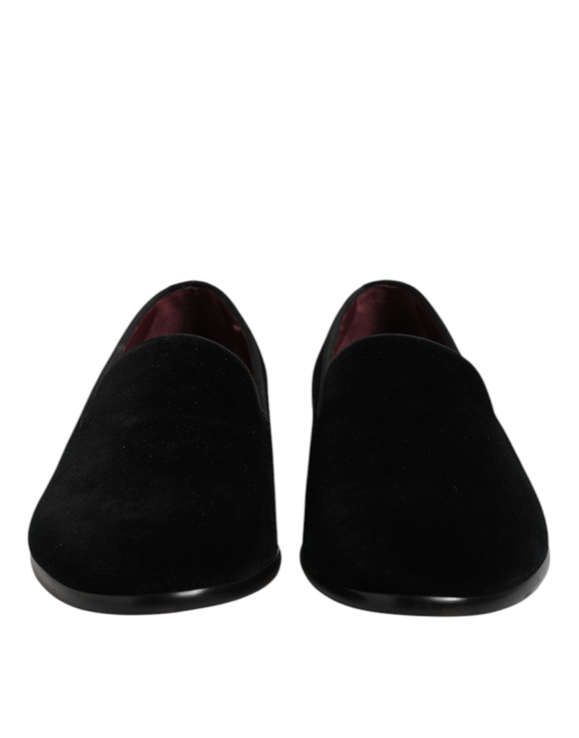 Dolce & Gabbana Black Velvet Slip On Loafers Formal Men's Shoes