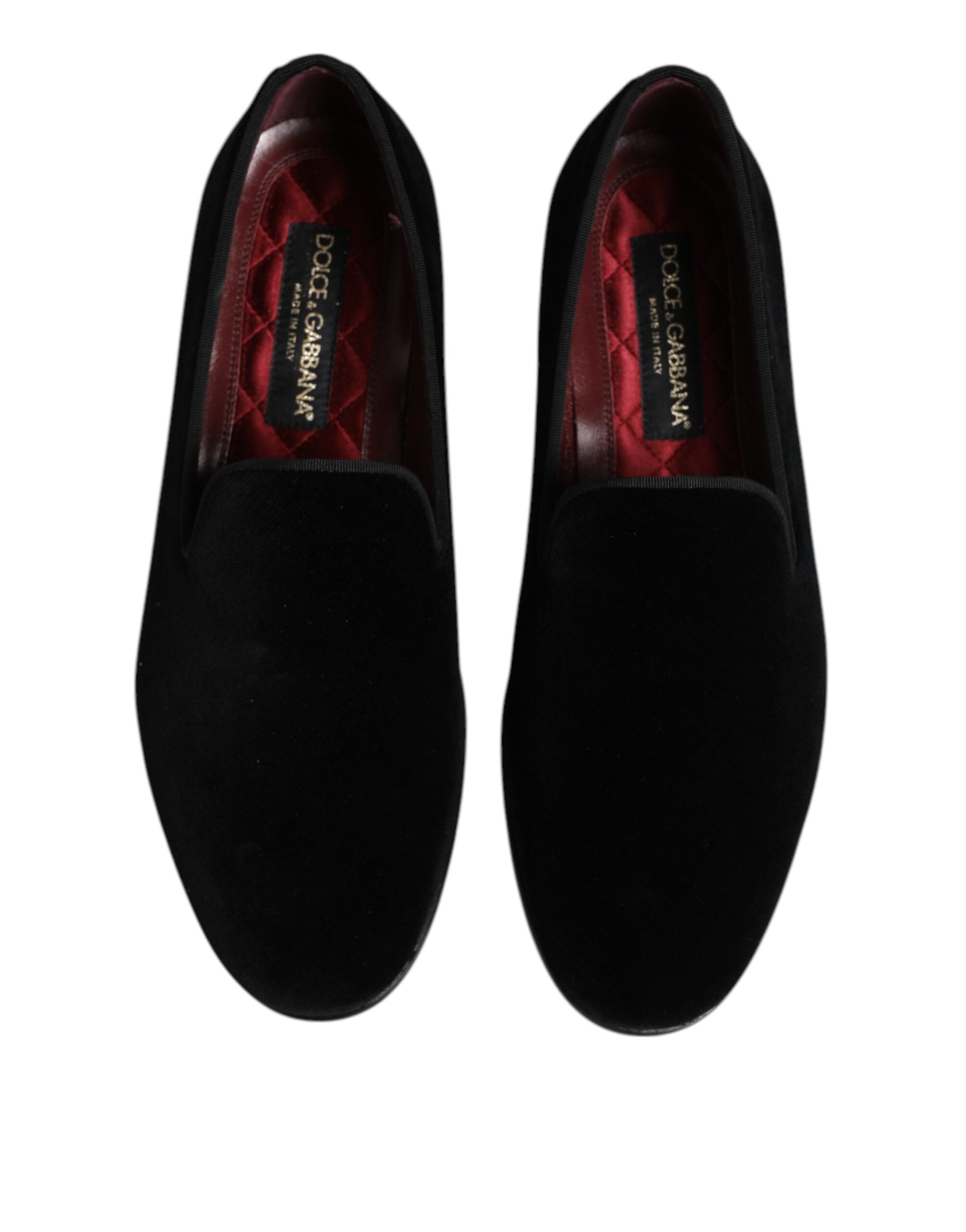 Dolce & Gabbana Black Velvet Slip On Loafers Formal Men's Shoes