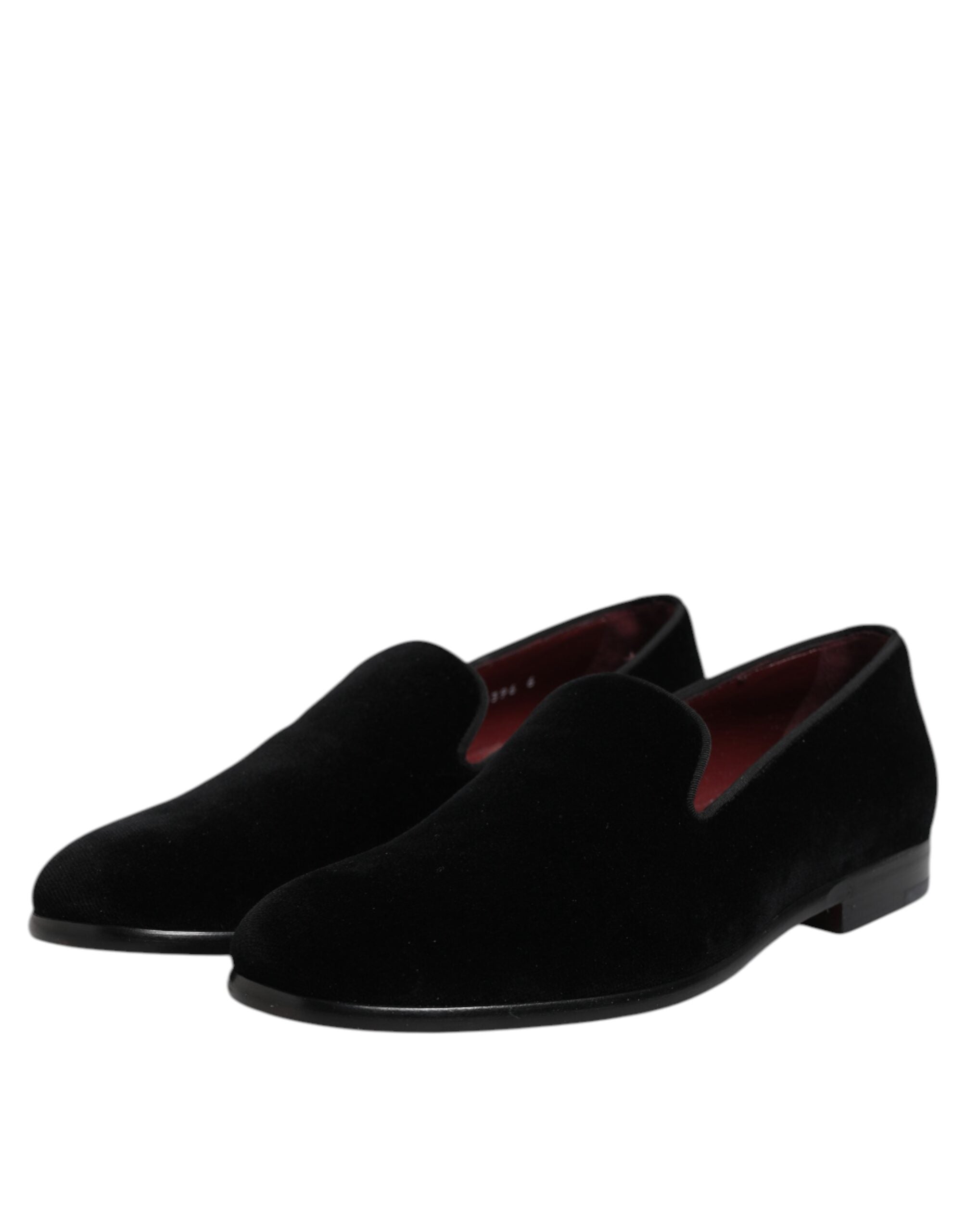 Dolce & Gabbana Black Velvet Slip On Loafers Formal Men's Shoes