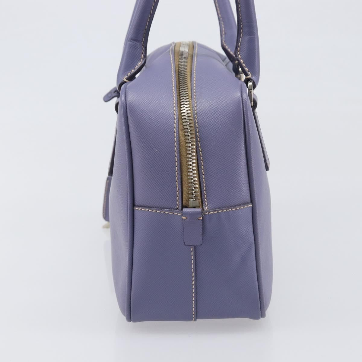 Prada Bauletto Saffiano Purple Leather Handbag (Pre-Owned)