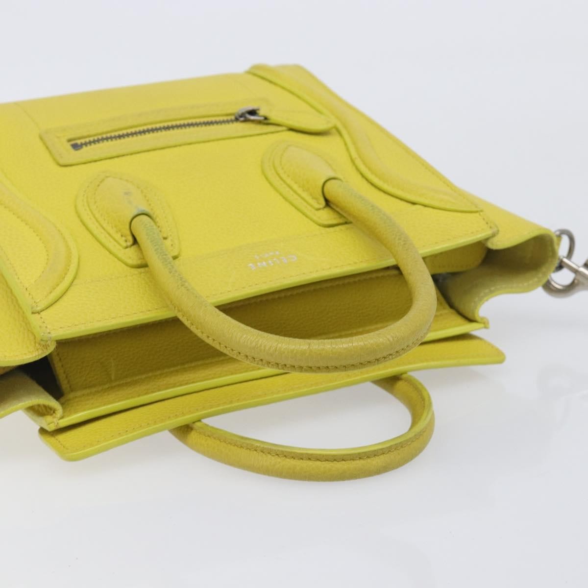 Celine Luggage Grainy Leather Yellow Leather Handbag (Pre-Owned)