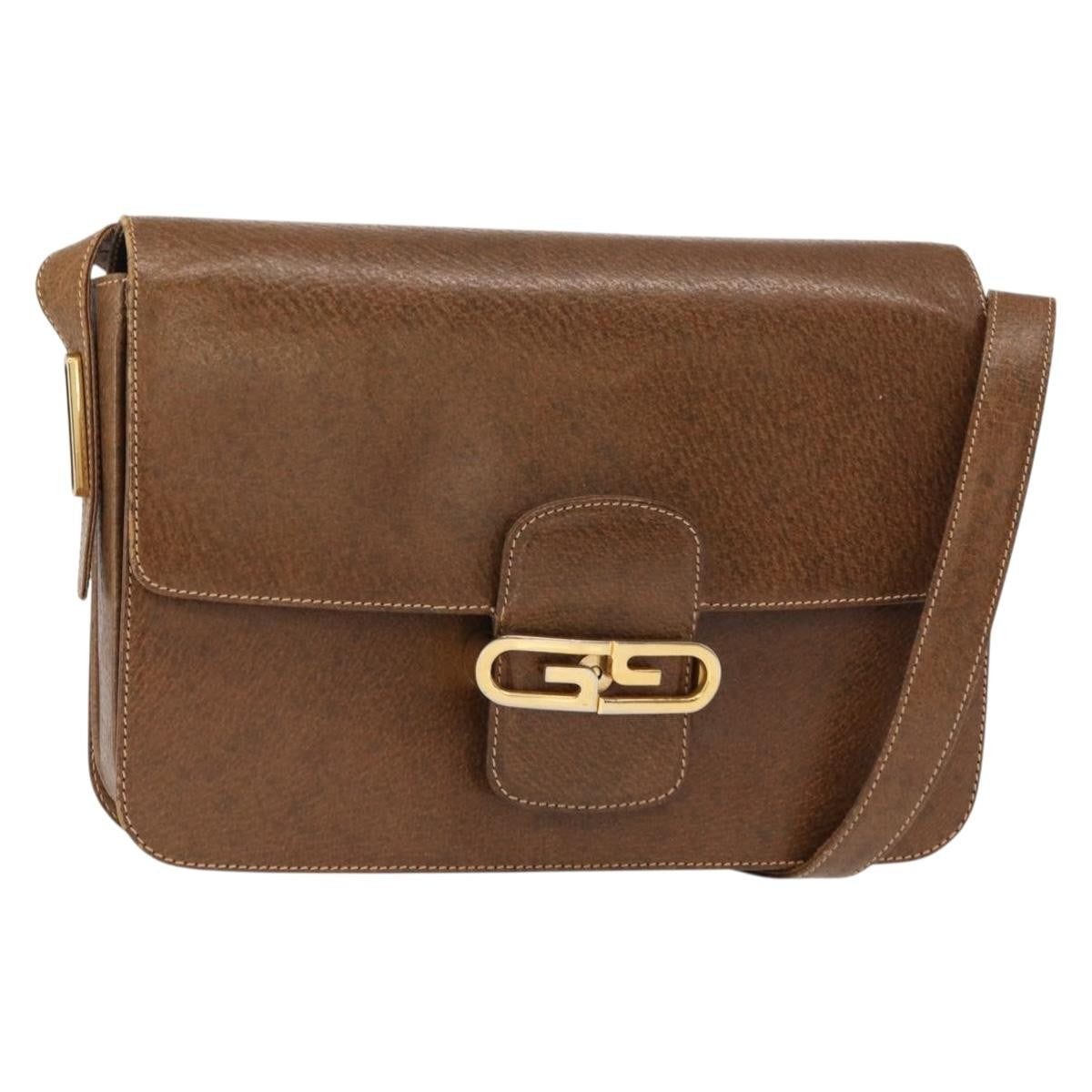 Gucci Vintage Flap Leather Brown Leather Shoulder Bag Bag (Pre-Owned)