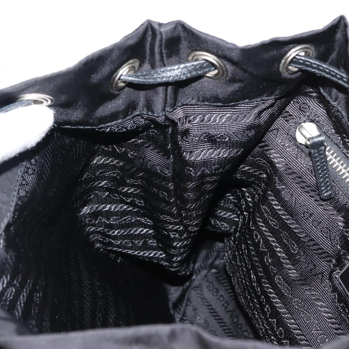 Prada Double Pocket Drawstring Tessuto Black Nylon Shoulder Bag Bag (Pre-Owned)