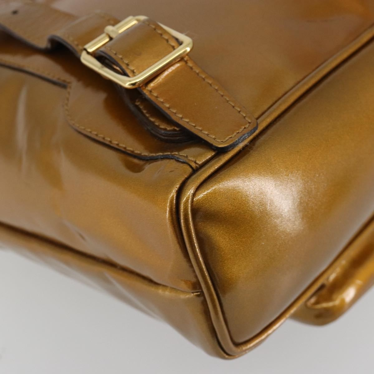 Gucci Vintage Bamboo Patent Gold Patent_Leather Backpack Bag (Pre-Owned)