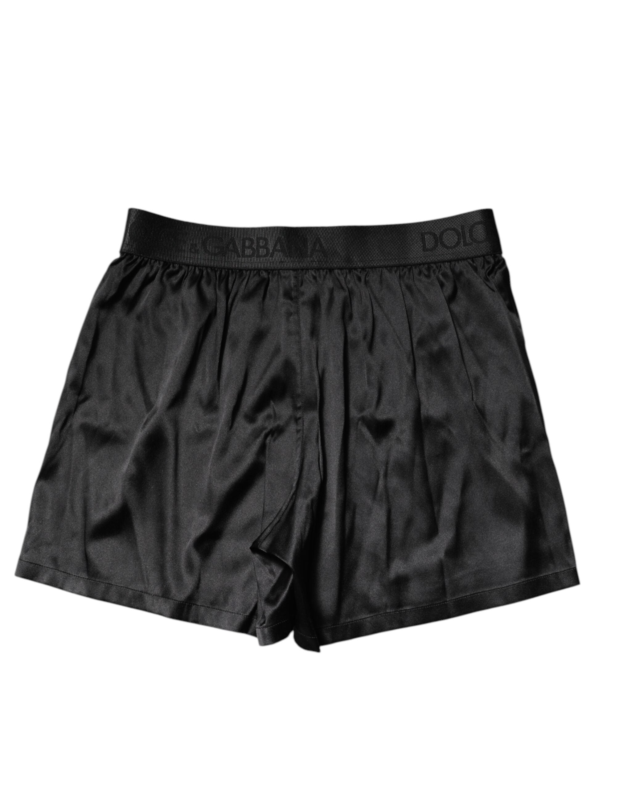 Dolce & Gabbana Black Logo Waist Regular Boxer Shorts Men's Underwear