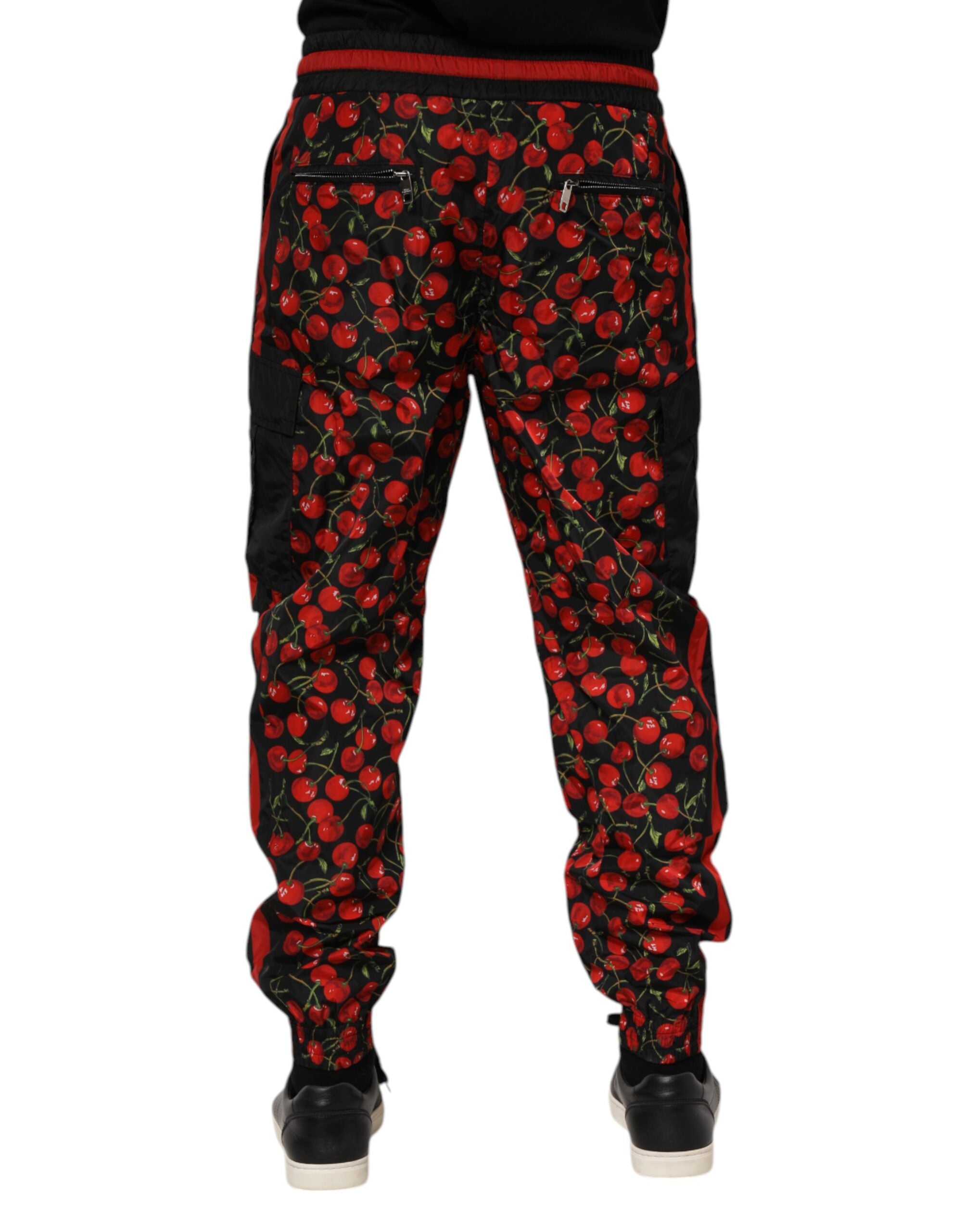 Dolce & Gabbana Black Red Cherry Print Men SweatMen's Men's Pants