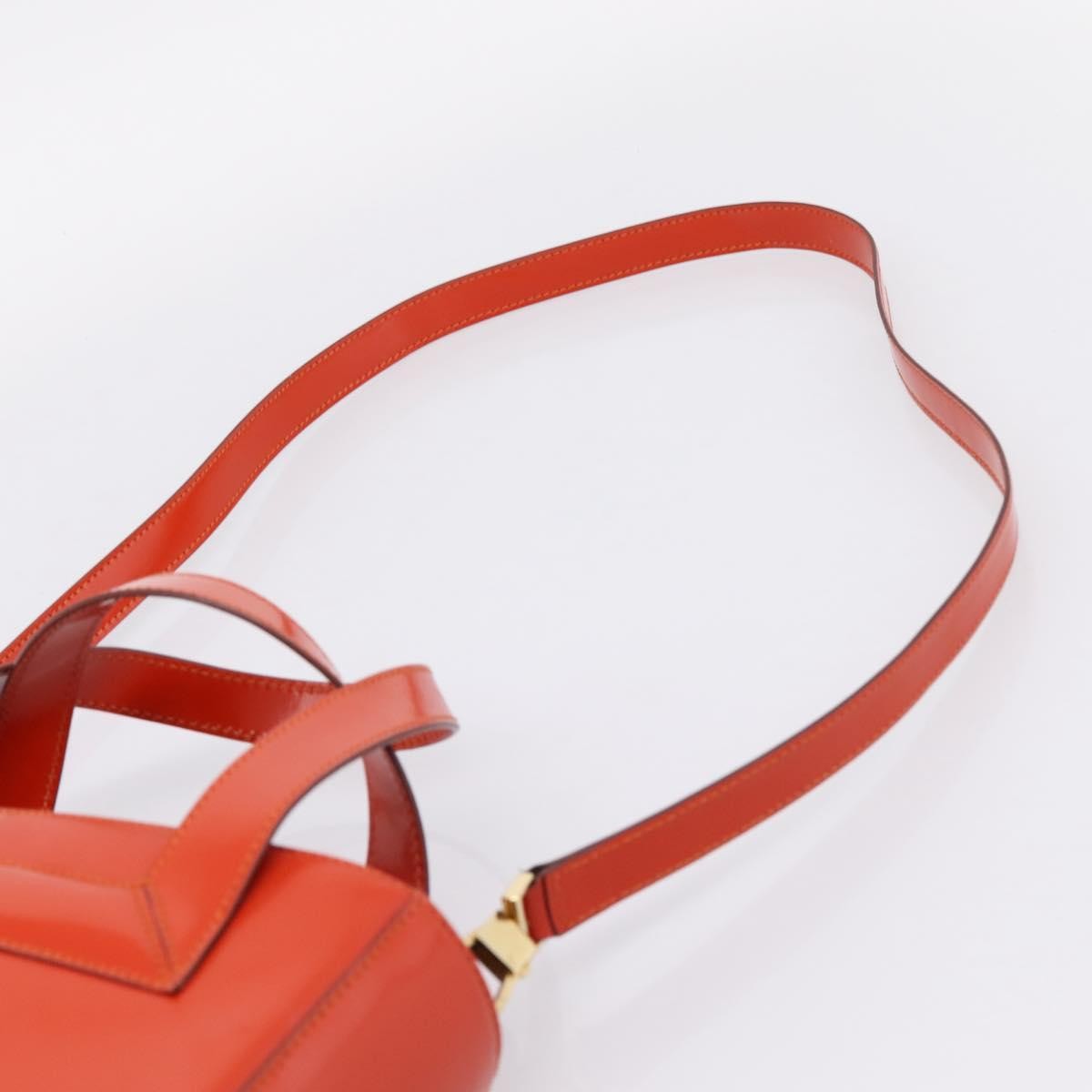 Celine Top Handle Leather Orange Leather Handbag (Pre-Owned)