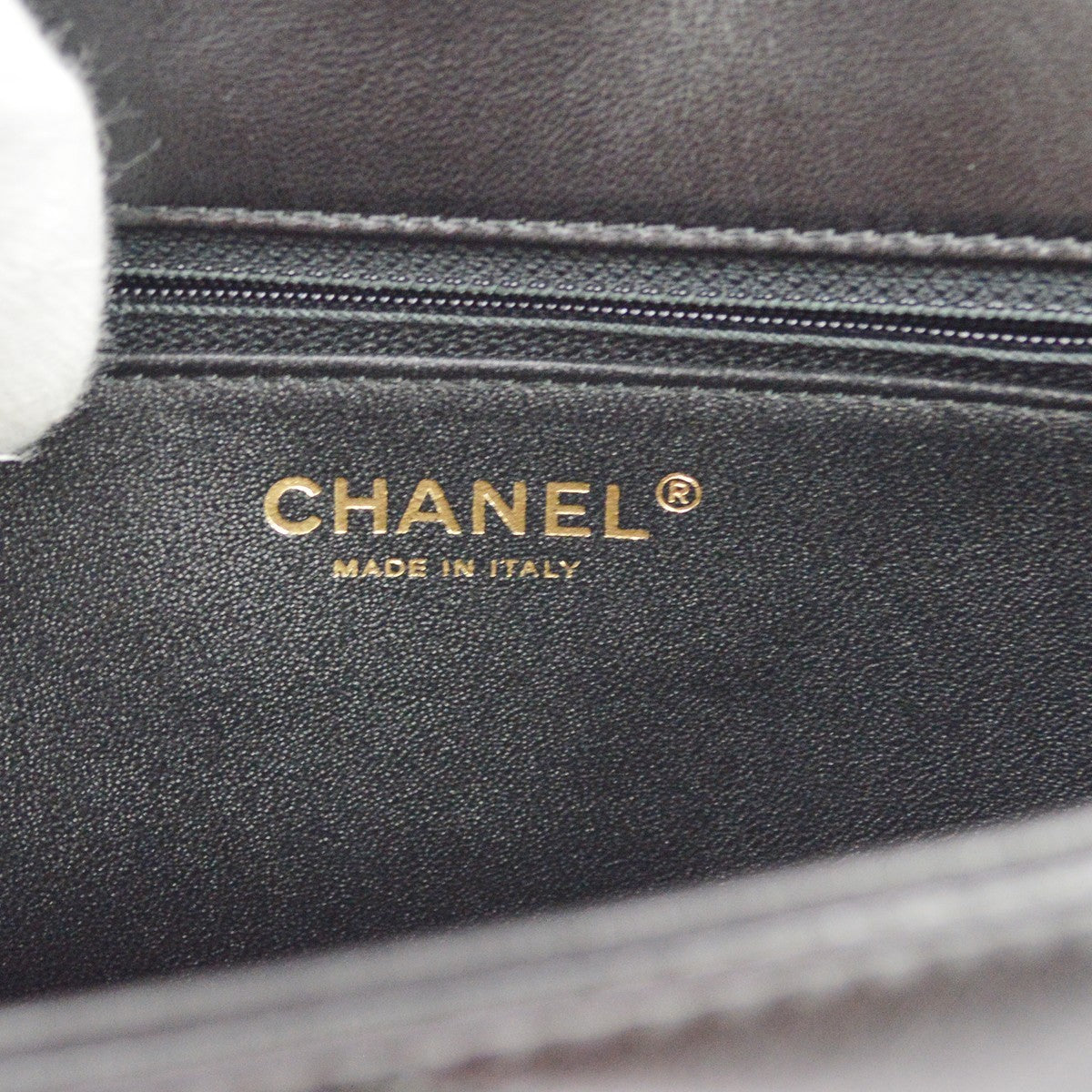 Chanel Reversed Flap Chevron Lambskin Black Leather Handbag (Pre-Owned)