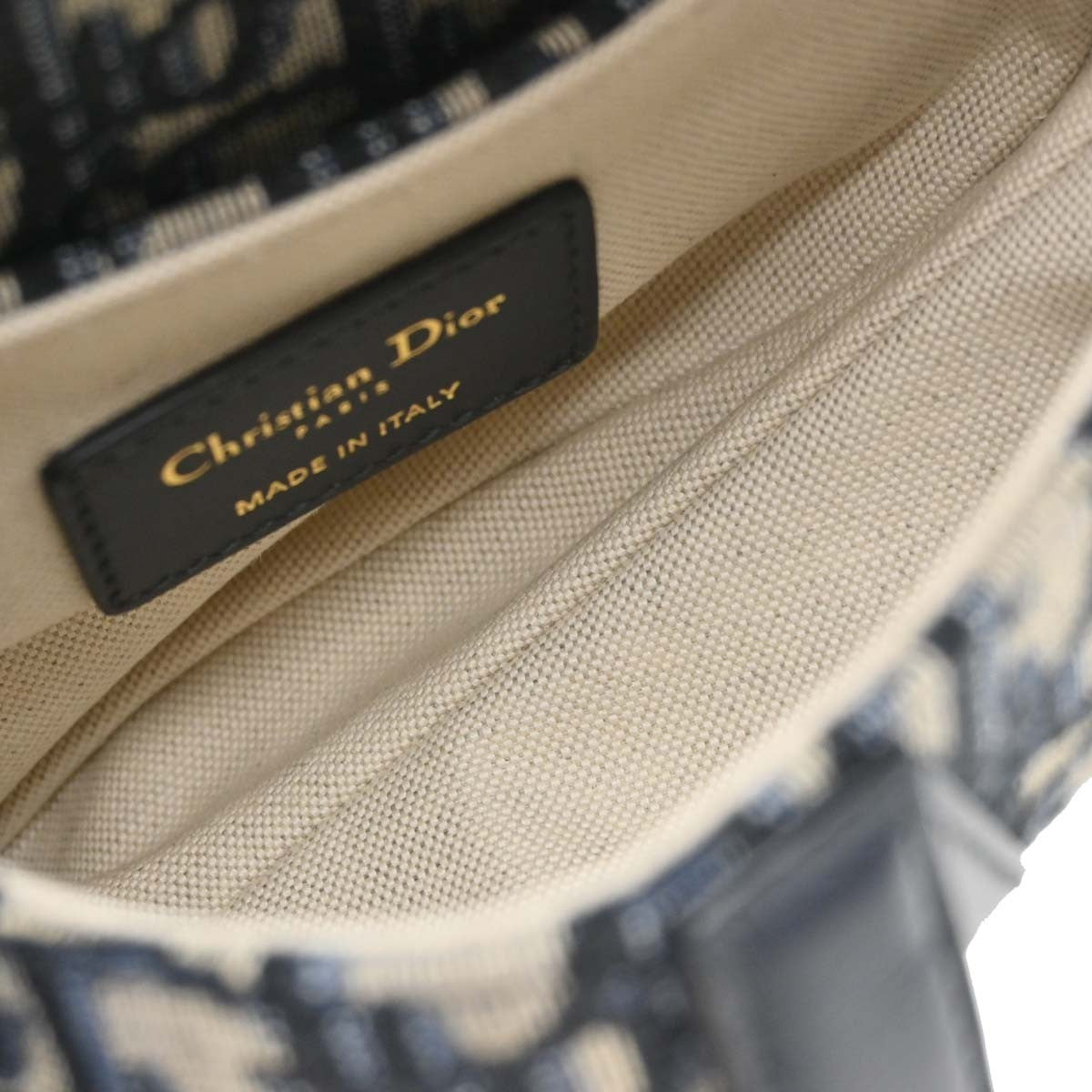 Christian Dior Saddle Oblique Canvas Navy Canvas Handbag (Pre-Owned)