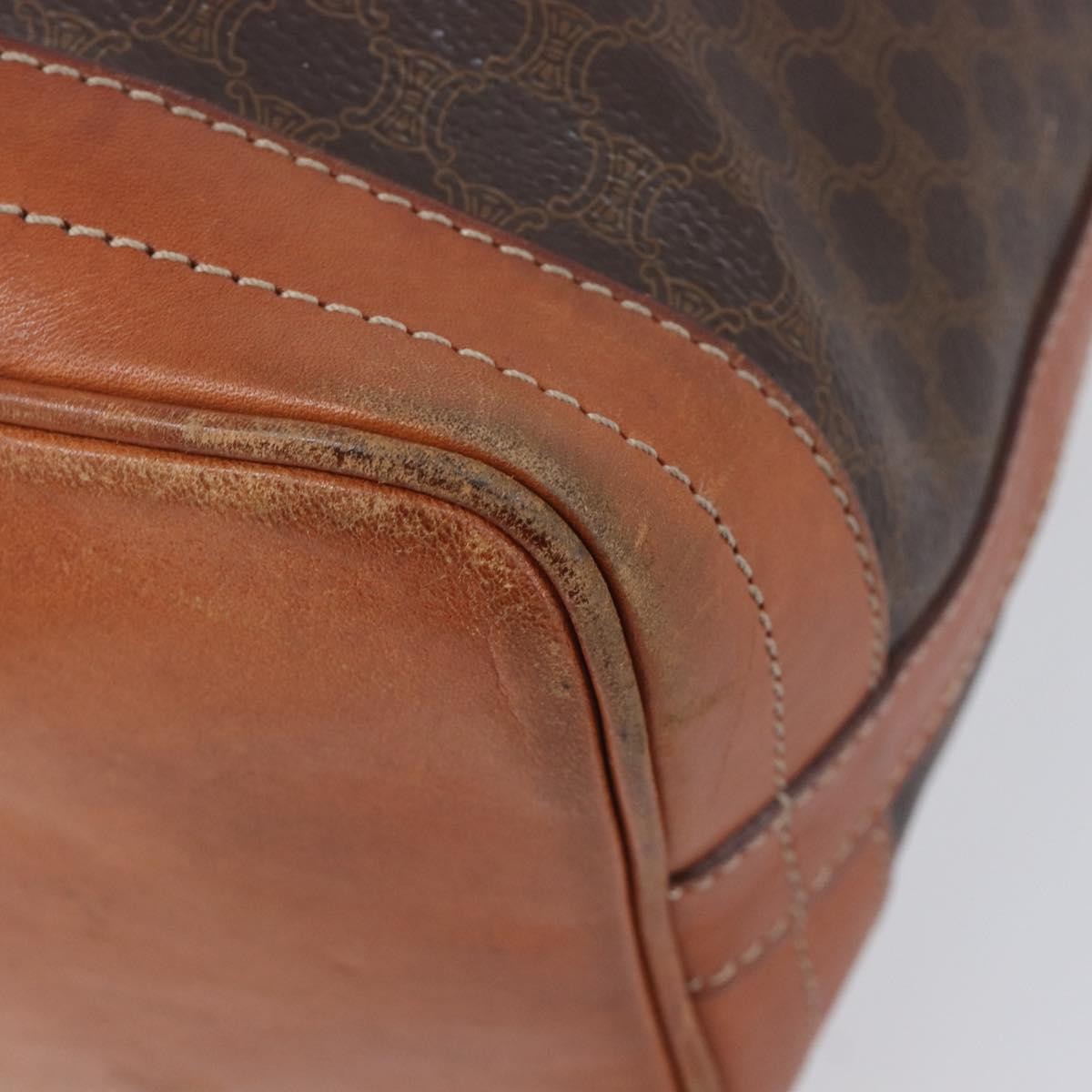 Celine Macadam Shoulder Leather Brown Canvas Crossbody Bag Bag (Pre-Owned)
