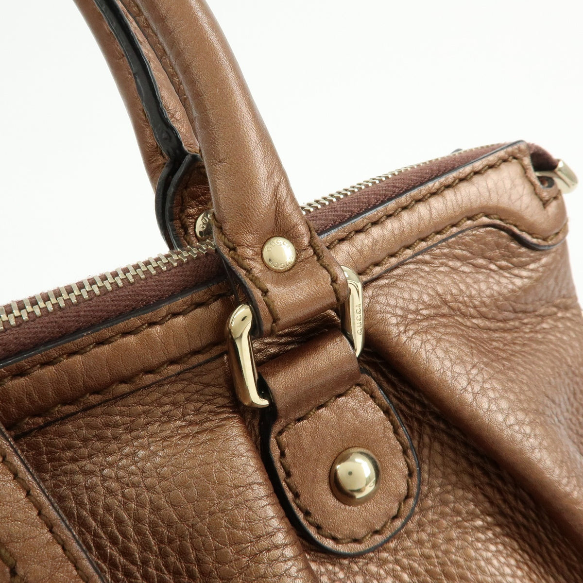 Gucci Sukey Top Handle Satchel Leather Brown Leather Handbag (Pre-Owned)