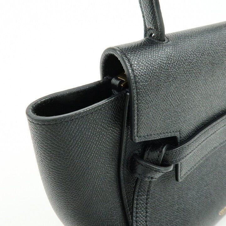 Celine Belt Textured Leather Black Leather Handbag (Pre-Owned)