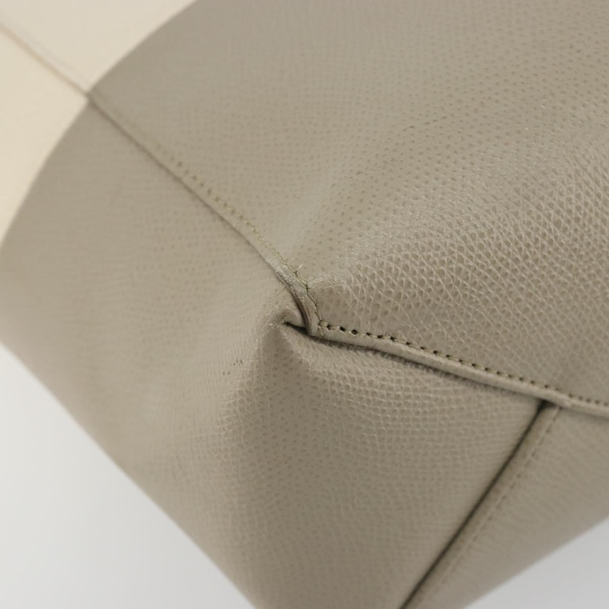 Celine Vertical Bi-Cabas Tote Leather Beige Leather Tote Bag Bag (Pre-Owned)