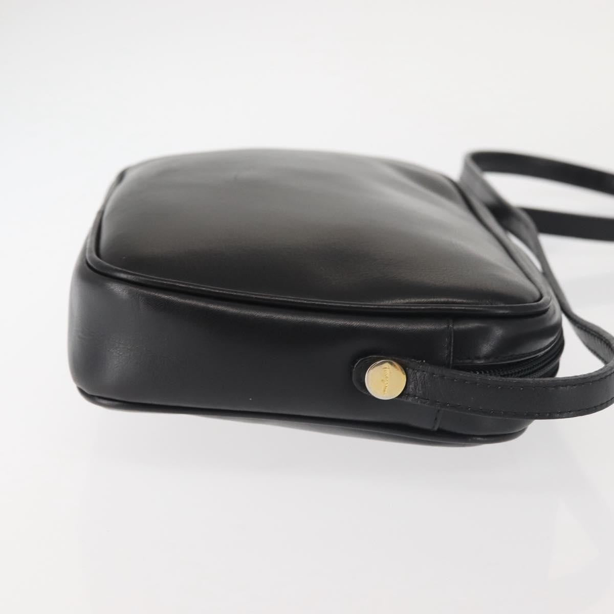 Salvatore Ferragamo Vala Leather Black Leather Shoulder Bag Bag (Pre-Owned)