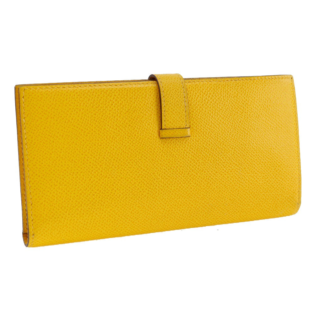 Hermes Bearn Epsom Yellow Leather Wallets Accessory (Pre-Owned)