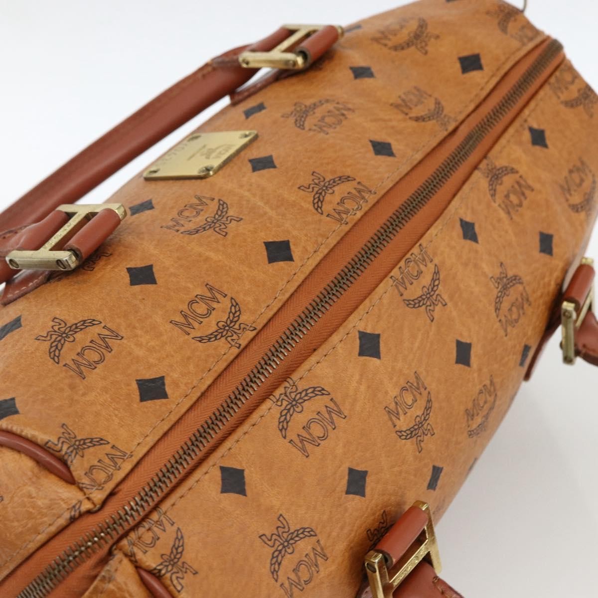 MCM Visetos Logogramme Leather Brown Leather Handbag (Pre-Owned)