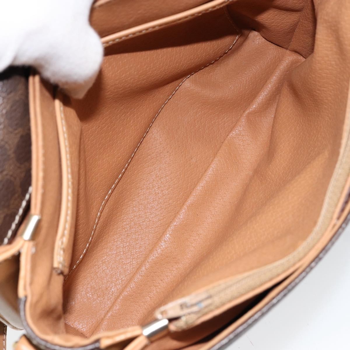 Celine Vintage Macadam Canvas And Leather Brown Canvas Shoulder Bag Bag (Pre-Owned)