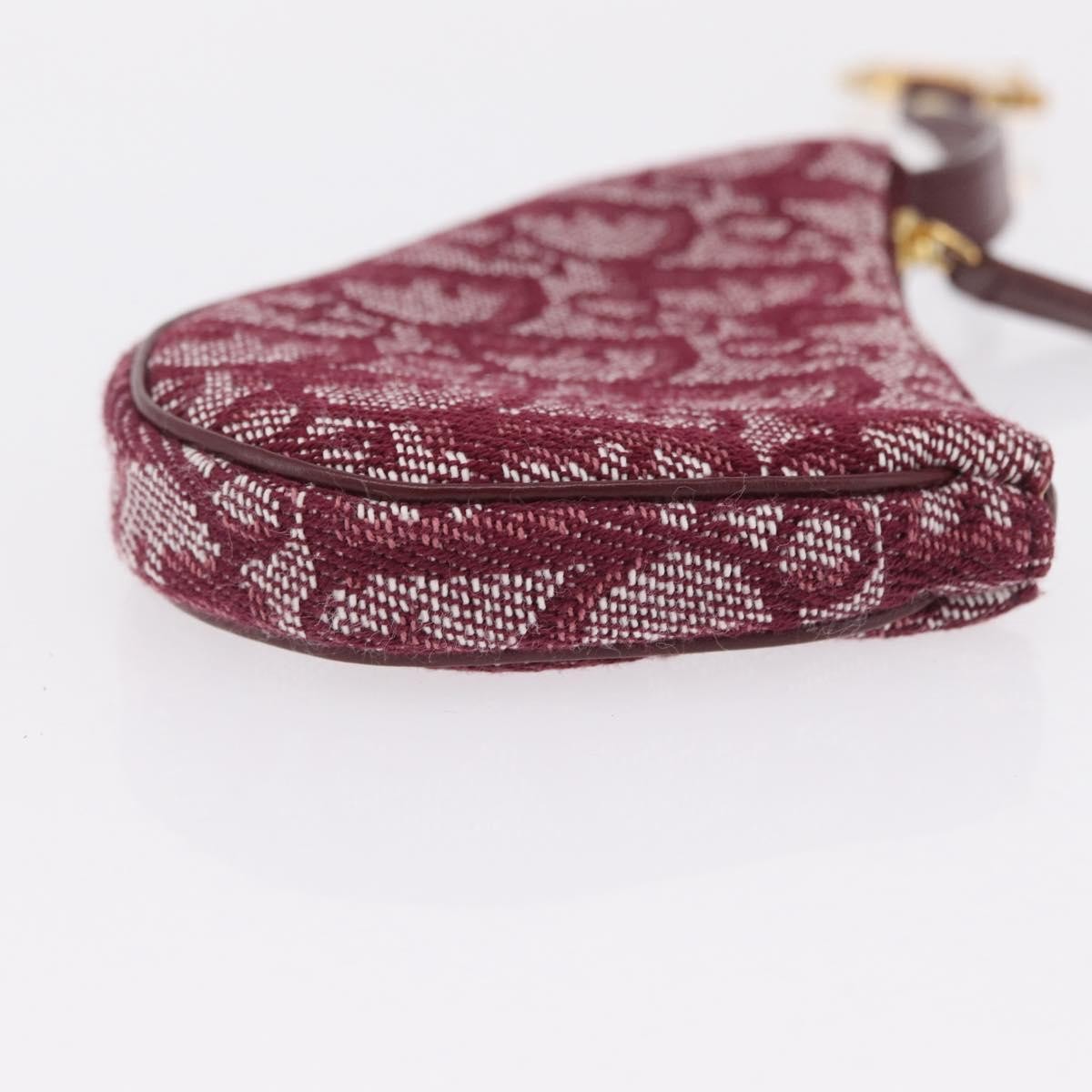 Christian Dior Vintage Saddle Zip Coin Purse Diorissimo Canvas Red Canvas Clutche & Pouche Bag (Pre-Owned)