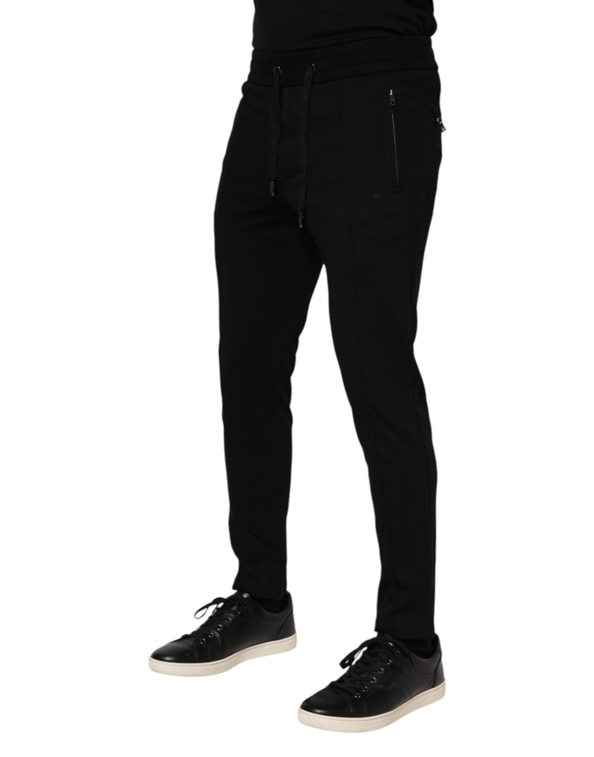 Dolce & Gabbana Black Viscose Drawstring Men Jogger Men's Pants