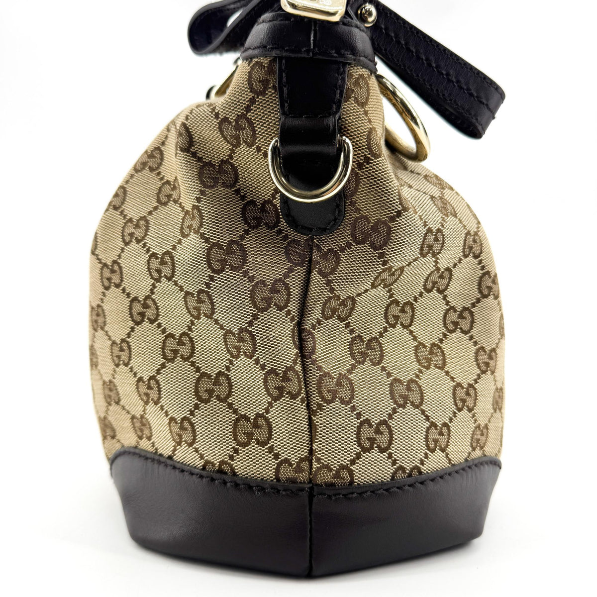 Gucci Sukey Top Handle Satchel Gg Canvas With Leather Brown Canvas Handbag (Pre-Owned)