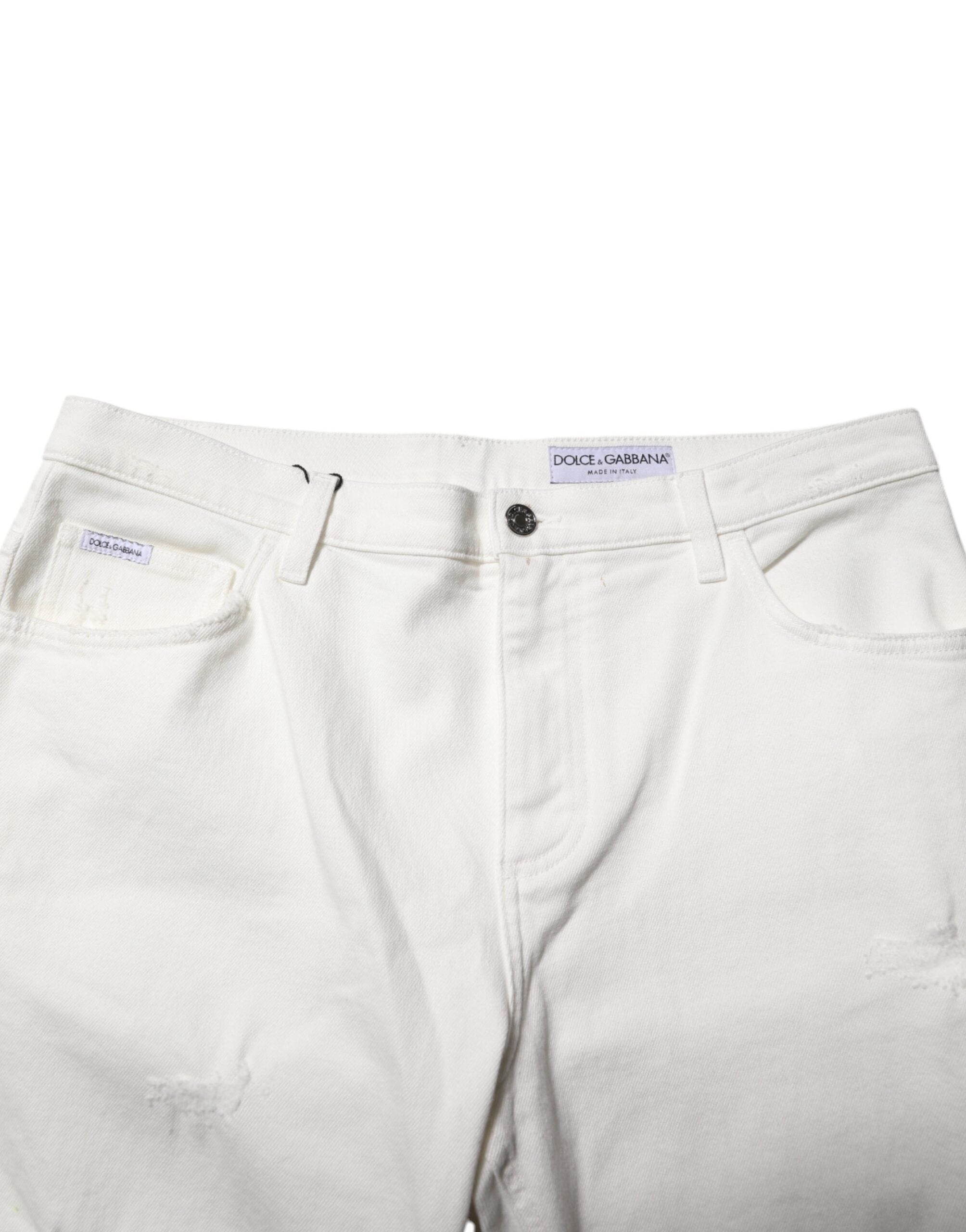 Dolce & Gabbana White Cotton Loose Men Denim Men's Jeans (Pre-Owned)
