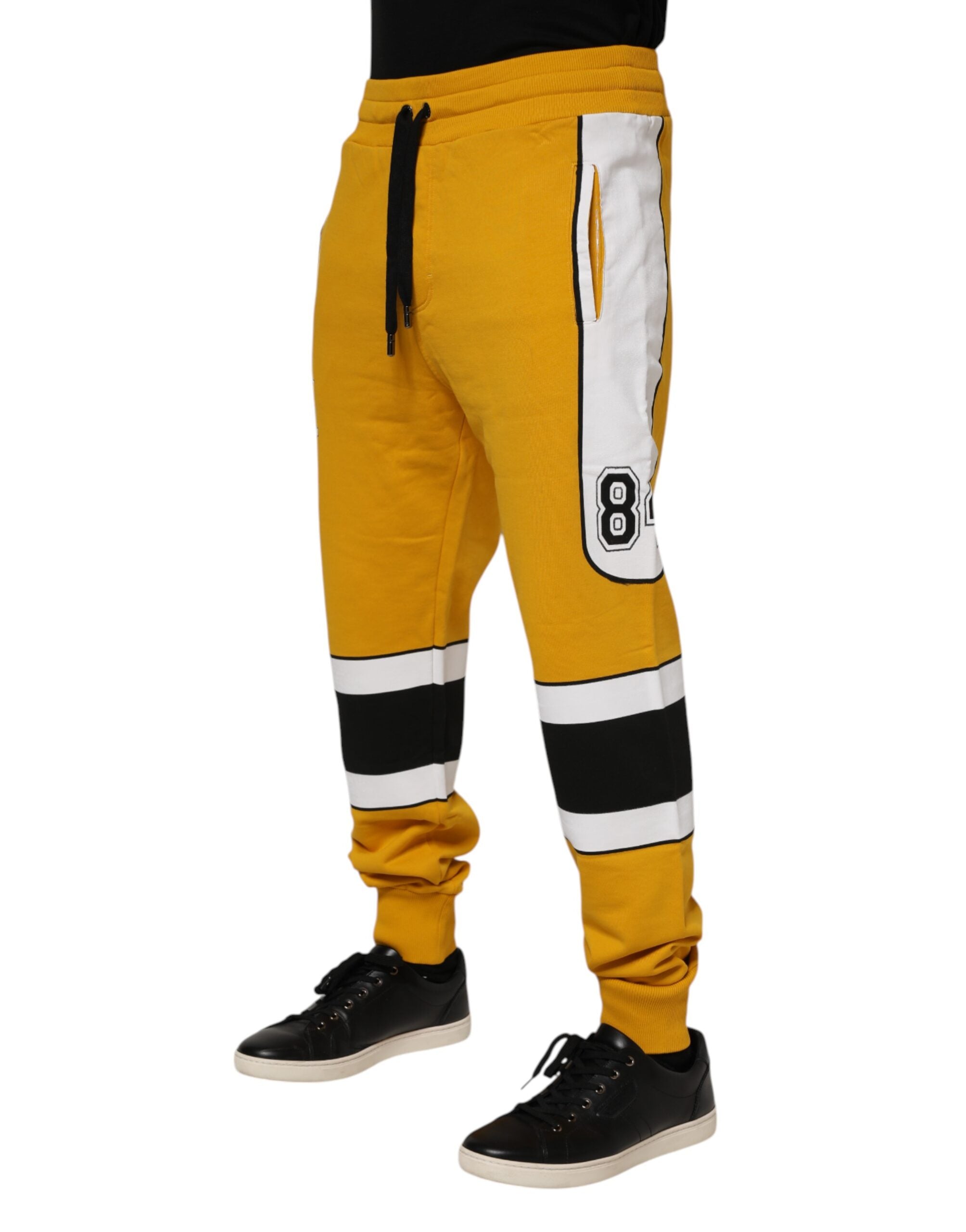 Dolce & Gabbana Yellow Cotton Logo Jogger SweatMen's Men's Pants (Pre-Owned)