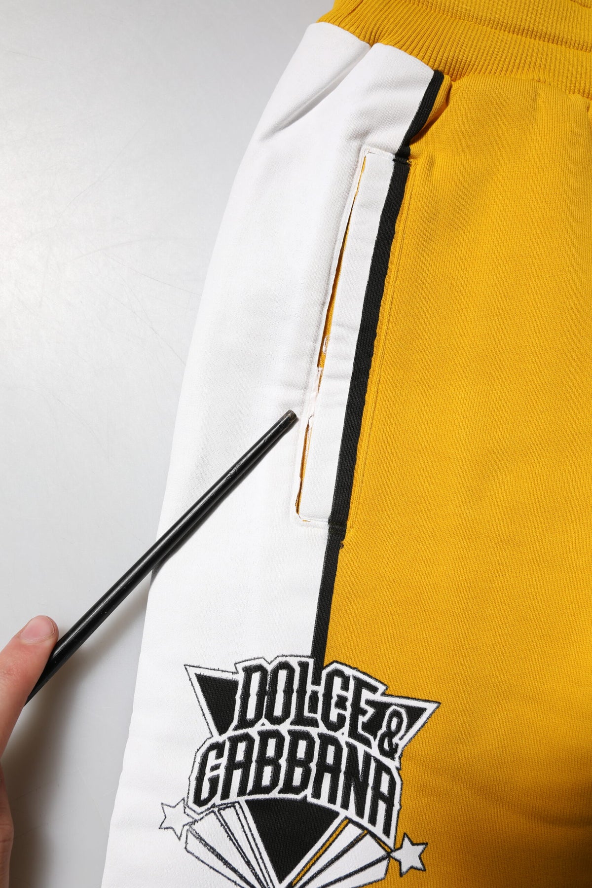 Dolce & Gabbana Yellow Printed Drawstring Jogger Men's Pants (Pre-Owned)