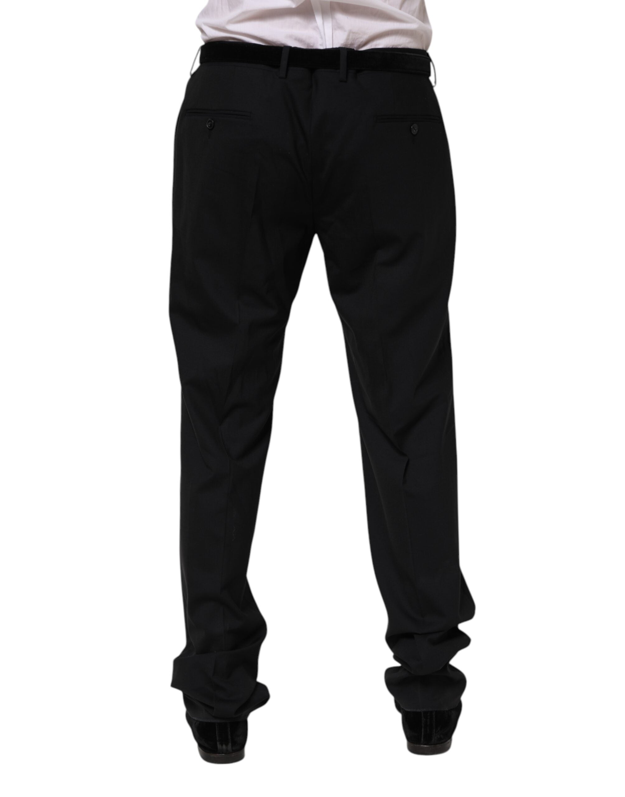 Dolce & Gabbana Black Wool Formal Dress Men's Pants