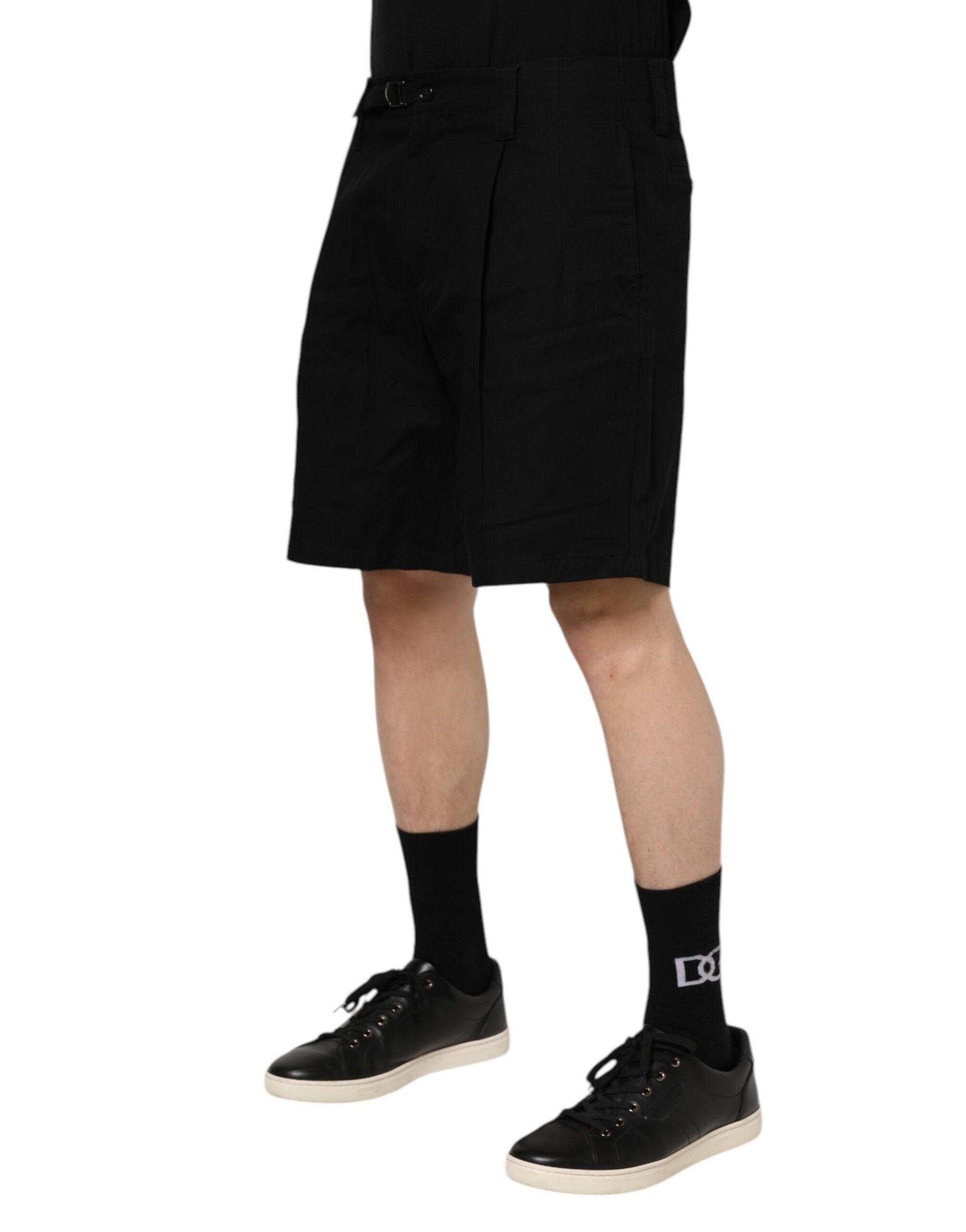 Dolce & Gabbana Black Cotton Knee Length Men Bermuda Men's Shorts