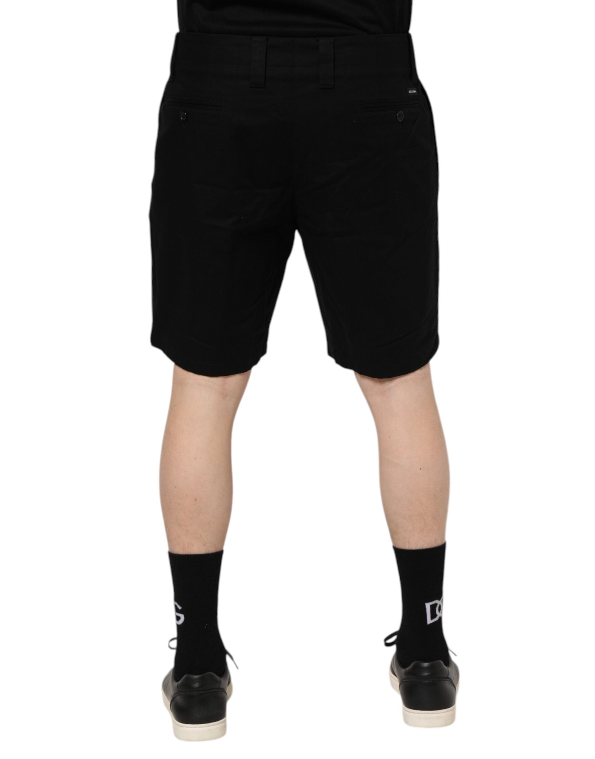 Dolce & Gabbana Black Cotton Knee Length Men Bermuda Men's Shorts
