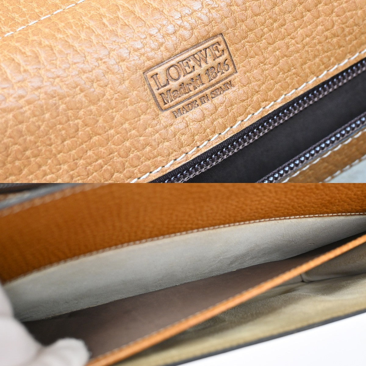 Loewe Anagram Business Leather Brown Leather Briefcase Bag (Pre-Owned)