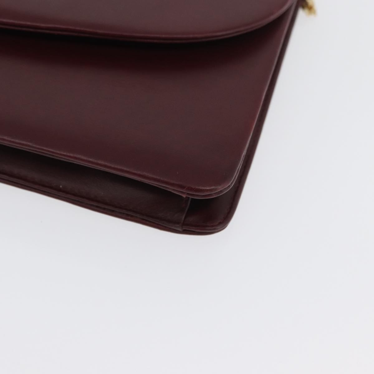 Christian Dior Vintage Chain Flap Leather Burgundy Leather Shoulder Bag Bag (Pre-Owned)