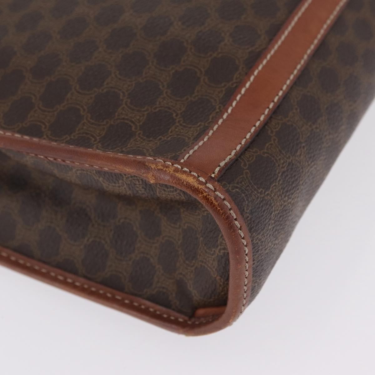 Celine Macadam Macadam With Leather Brown Canvas Tote Bag Bag (Pre-Owned)