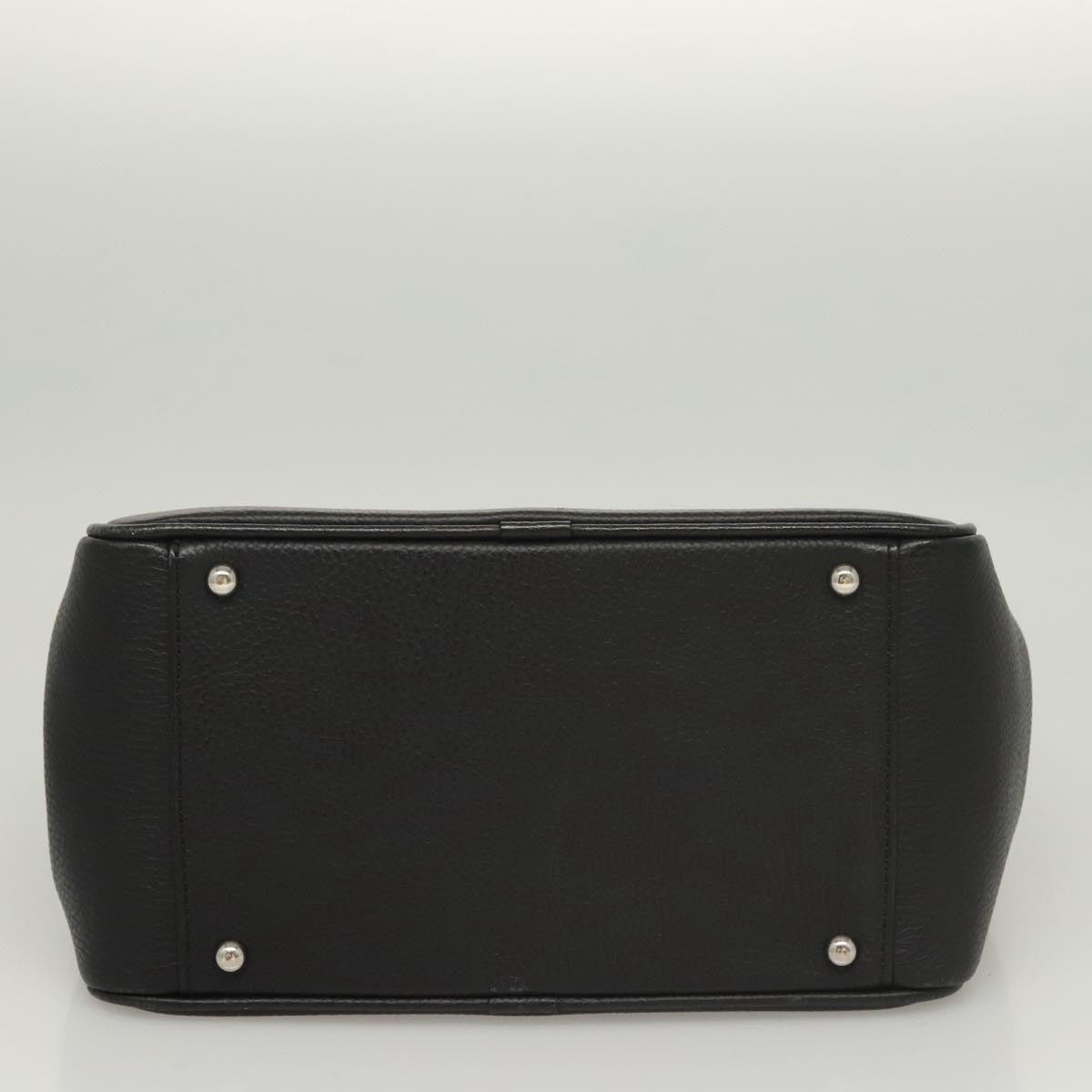 Burberry Vintage Vintage Check Coated Canvas Black Leather Handbag (Pre-Owned)